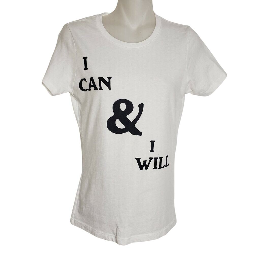 Ripple 1992 Womens T Shirt Size Small Graphic White I Can & I Will Short Sleeve